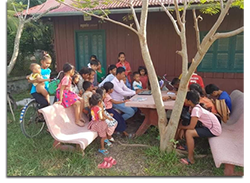 Theara, with an outdoor class at The Meas Family Homestay